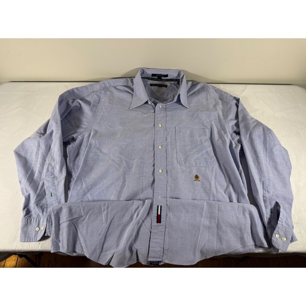 Y2K Tommy Hilfiger Men Light Blue Original Button Down Shirt Large 16.5 32 33